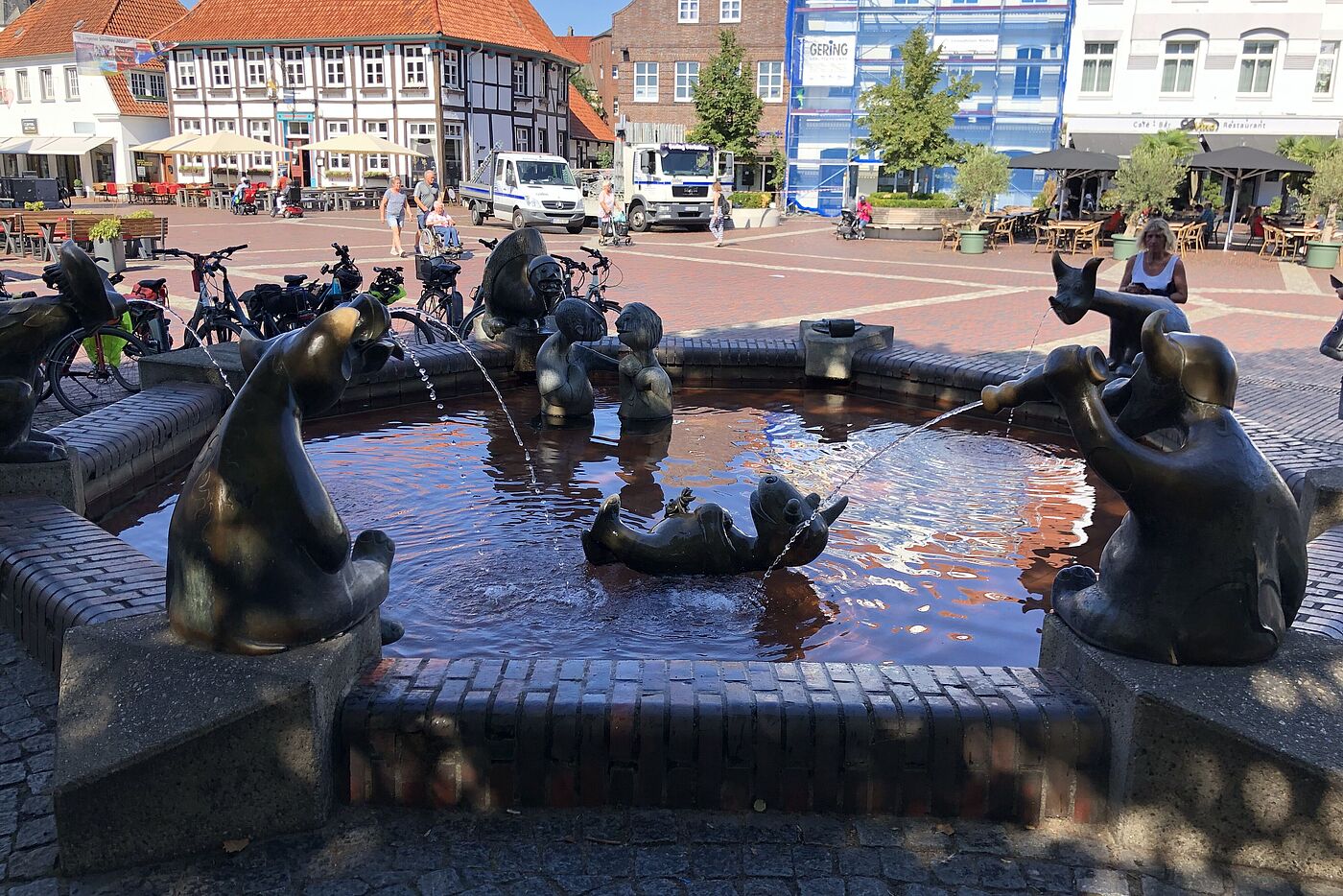 Der Brunnen am Marktplatz in Lingen