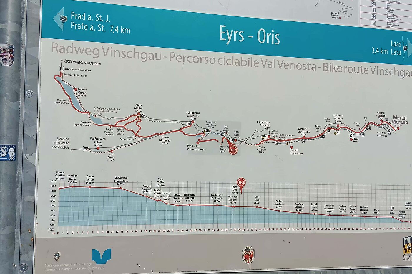 Streckenverlauf der Via Claudia Augusta im Vinschgau Streckenverlauf der Via Claudia Augusta im Vinschgau